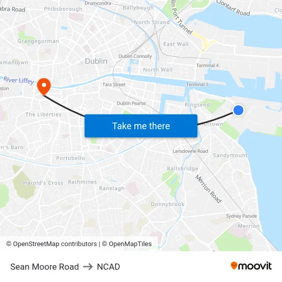 Sean Moore Road to NCAD map