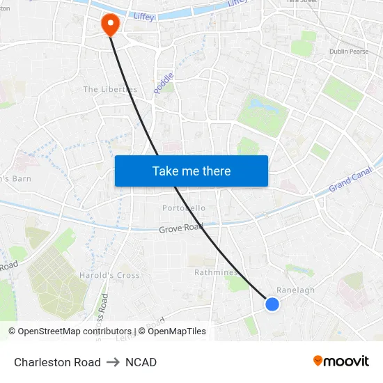 Charleston Road to NCAD map
