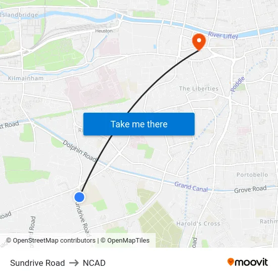 Sundrive Road to NCAD map