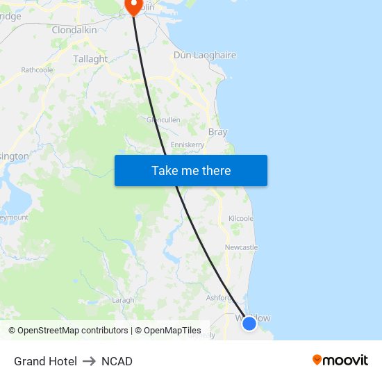 Grand Hotel to NCAD map