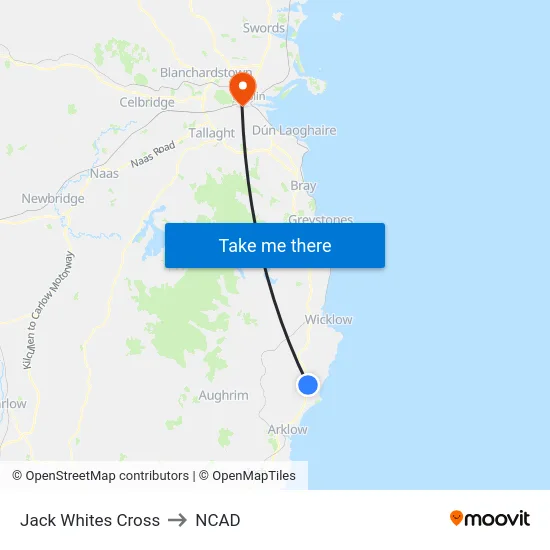 Jack Whites Cross to NCAD map