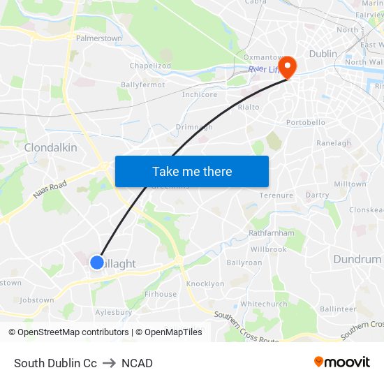 South Dublin Cc to NCAD map