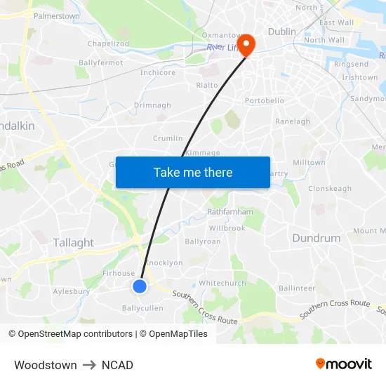 Woodstown to NCAD map