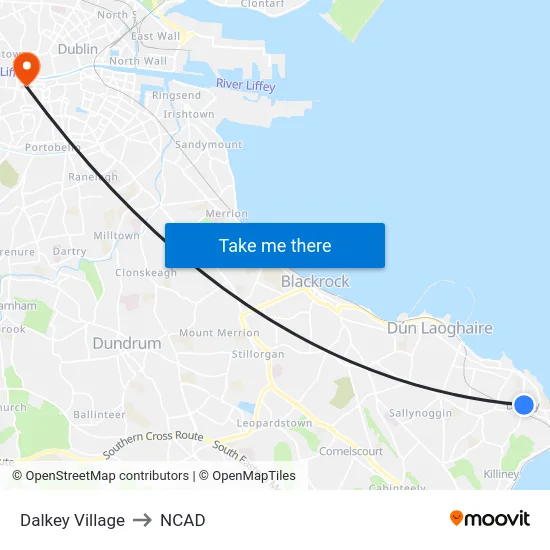 Dalkey Village to NCAD map