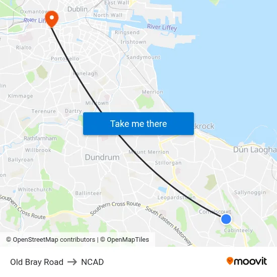 Old Bray Road to NCAD map