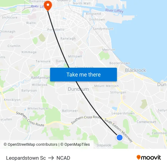 Leopardstown Sc to NCAD map