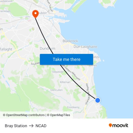 Bray Station to NCAD map