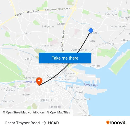 Oscar Traynor Road to NCAD map