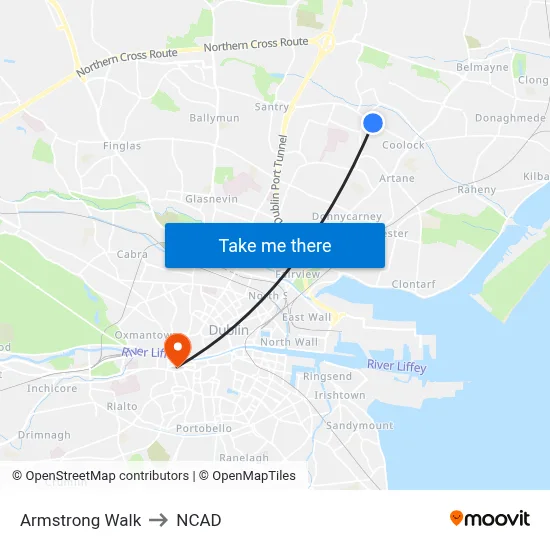 Armstrong Walk to NCAD map