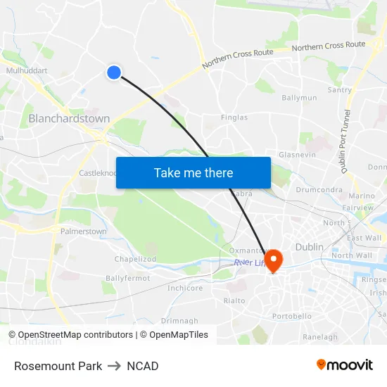 Rosemount Park to NCAD map