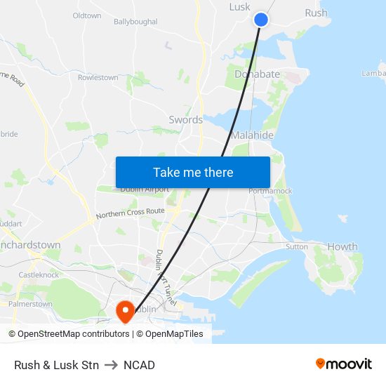 Rush & Lusk Stn to NCAD map