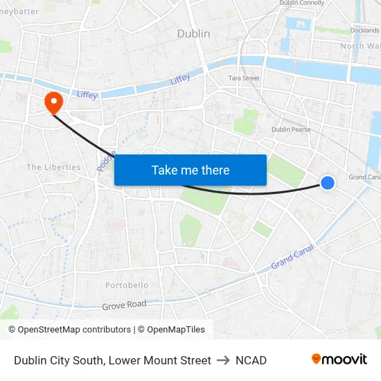 Dublin City South, Lower Mount Street to NCAD map