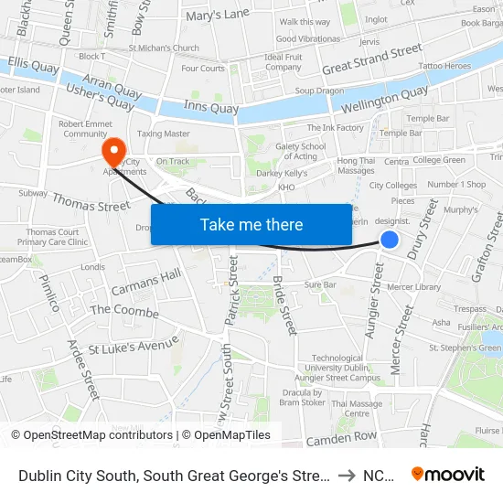 Dublin City South, South Great George's Street to NCAD map