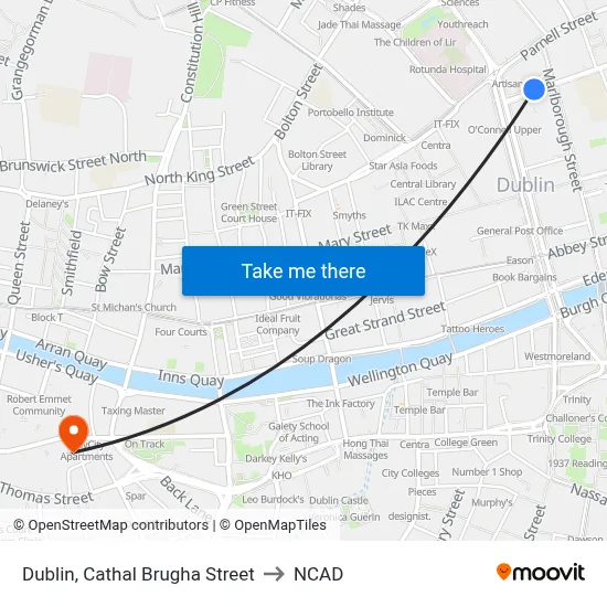 Dublin, Cathal Brugha Street to NCAD map