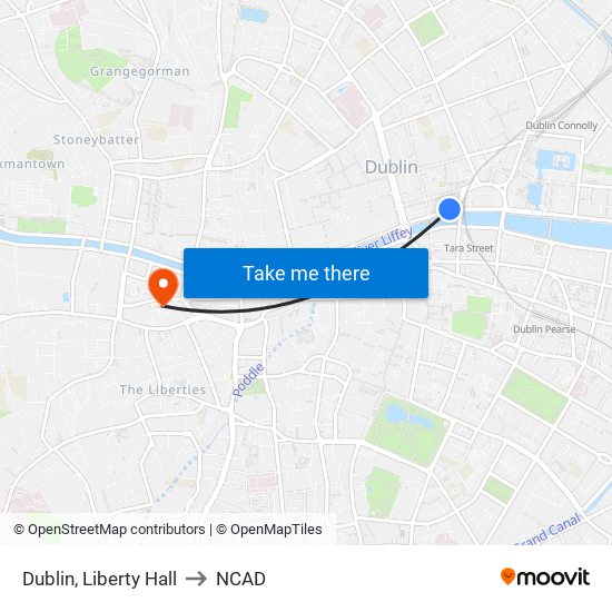 Dublin, Liberty Hall to NCAD map