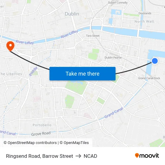 Ringsend Road, Barrow Street to NCAD map