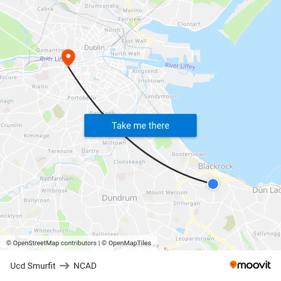 Ucd Smurfit to NCAD map