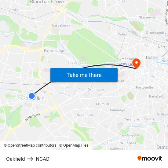 Oakfield to NCAD map