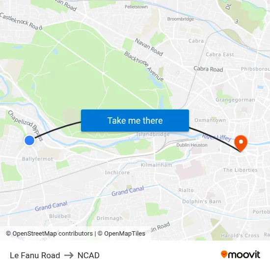 Le Fanu Road to NCAD map
