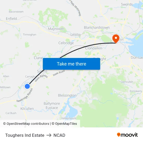 Toughers Ind Estate to NCAD map