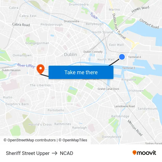 Sheriff Street Upper to NCAD map