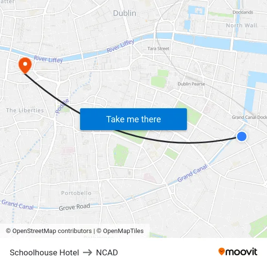 Schoolhouse Hotel to NCAD map