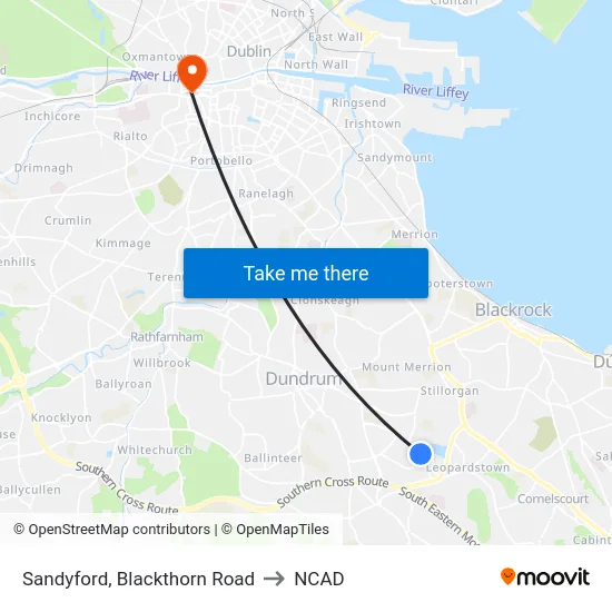 Sandyford, Blackthorn Road to NCAD map