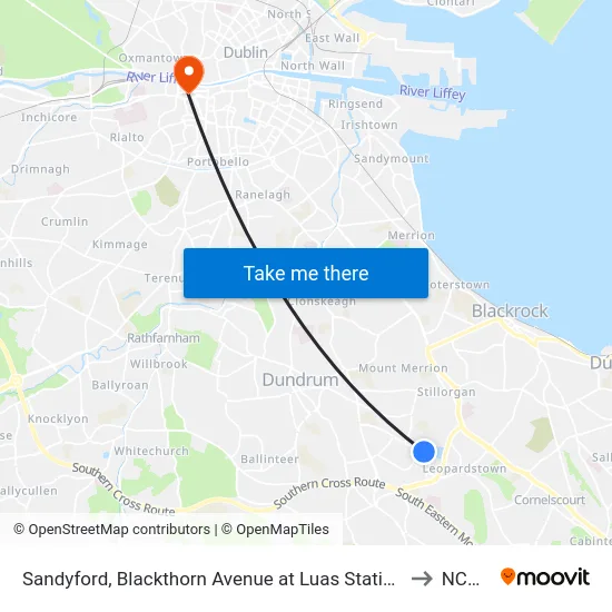 Sandyford, Blackthorn Avenue at Luas Station to NCAD map