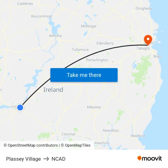 Plassey Village to NCAD map