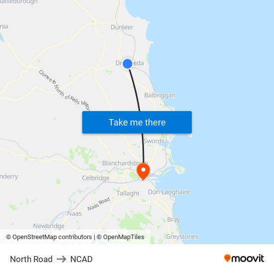 North Road to NCAD map