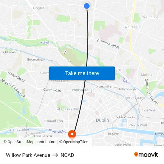 Willow Park Avenue to NCAD map