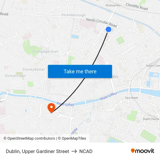 Dublin, Upper Gardiner Street to NCAD map