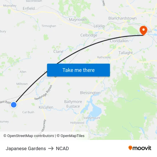 Japanese Gardens to NCAD map