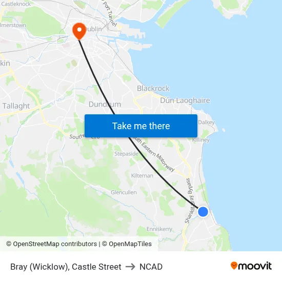 Bray (Wicklow), Castle Street to NCAD map