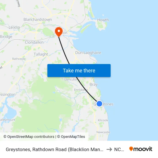 Greystones, Rathdown Road (Blacklion Manor) to NCAD map