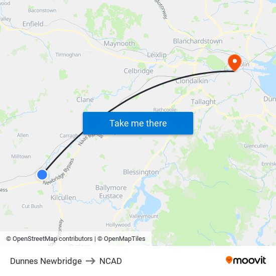 Dunnes Newbridge to NCAD map