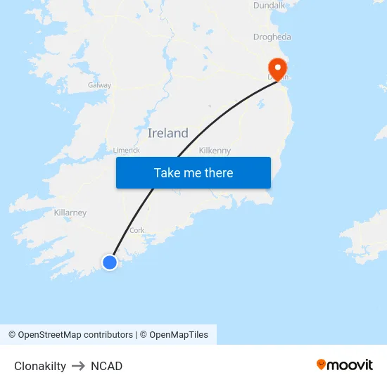 Clonakilty to NCAD map