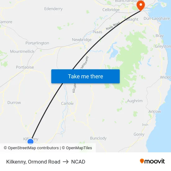 Kilkenny, Ormond Road to NCAD map