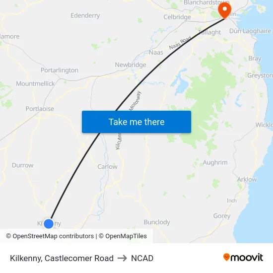 Kilkenny, Castlecomer Road to NCAD map