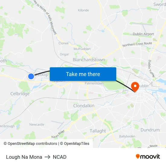 Lough Na Mona to NCAD map