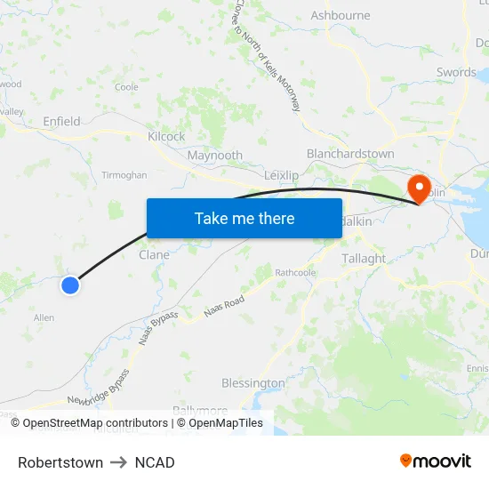 Robertstown to NCAD map