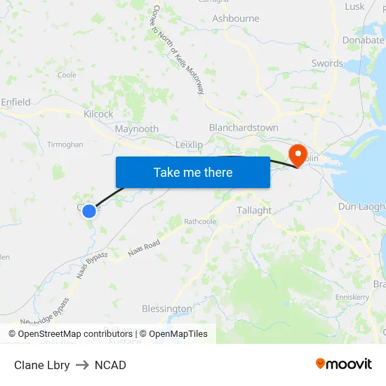 Clane Lbry to NCAD map