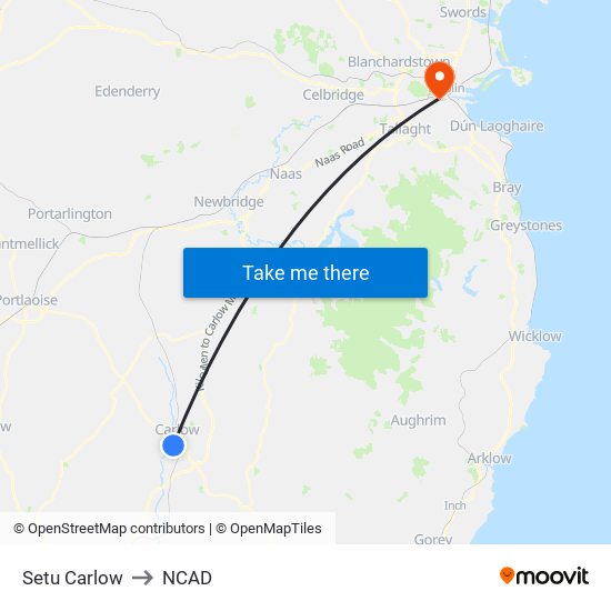 Setu Carlow to NCAD map