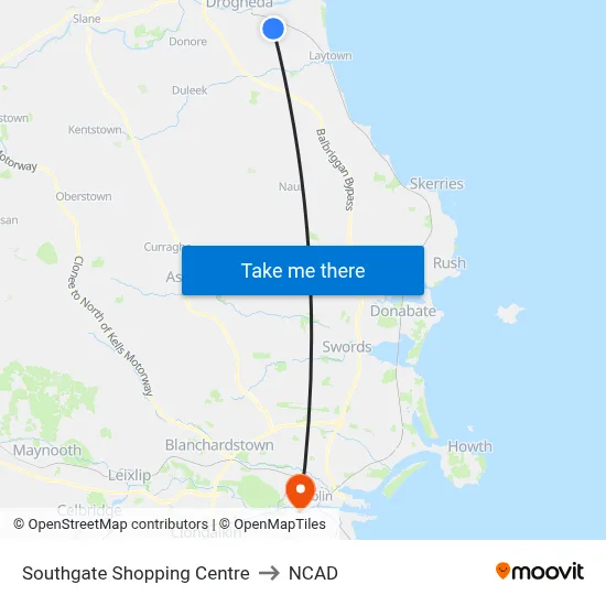 Southgate Shopping Centre to NCAD map