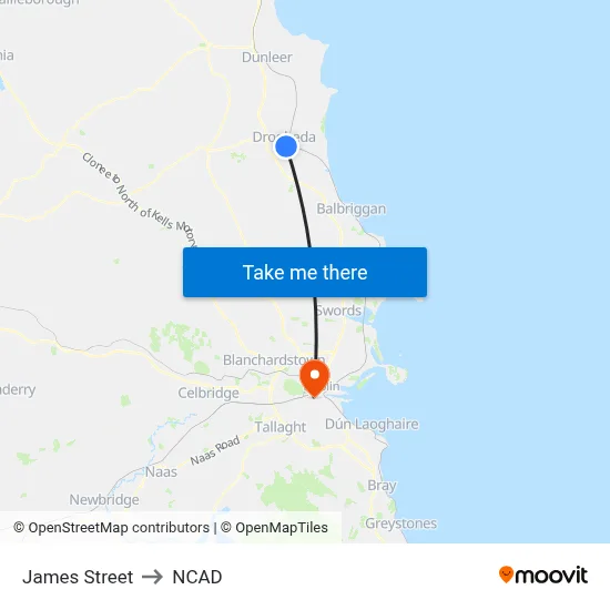 James Street to NCAD map