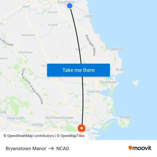 Bryanstown Manor to NCAD map