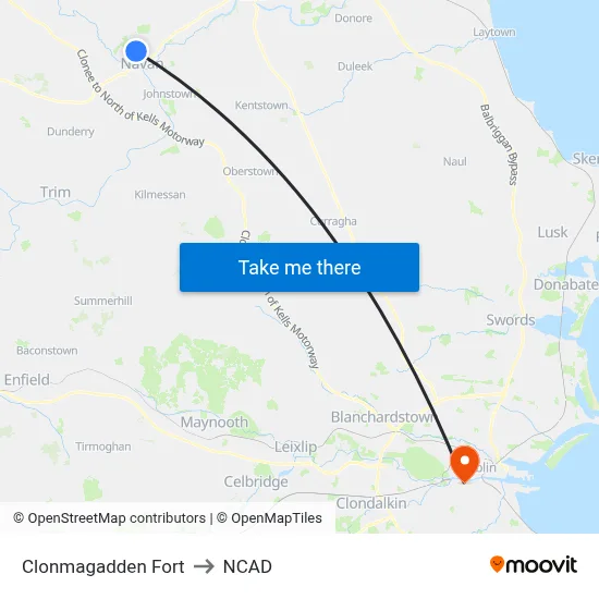 Clonmagadden Fort to NCAD map