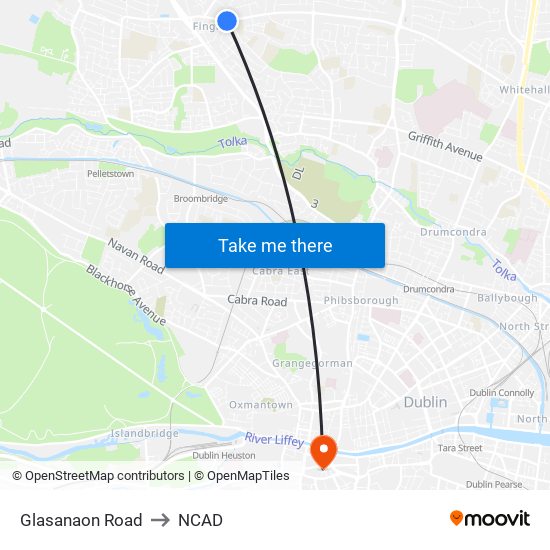 Glasanaon Road to NCAD map