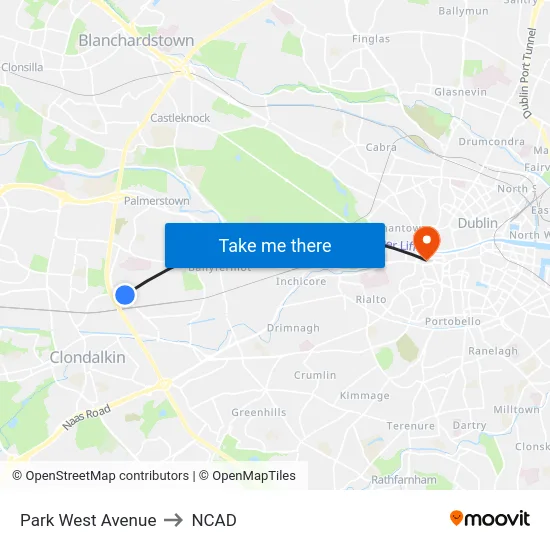 Park West Avenue to NCAD map