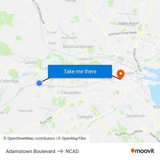 Adamstown Boulevard to NCAD map